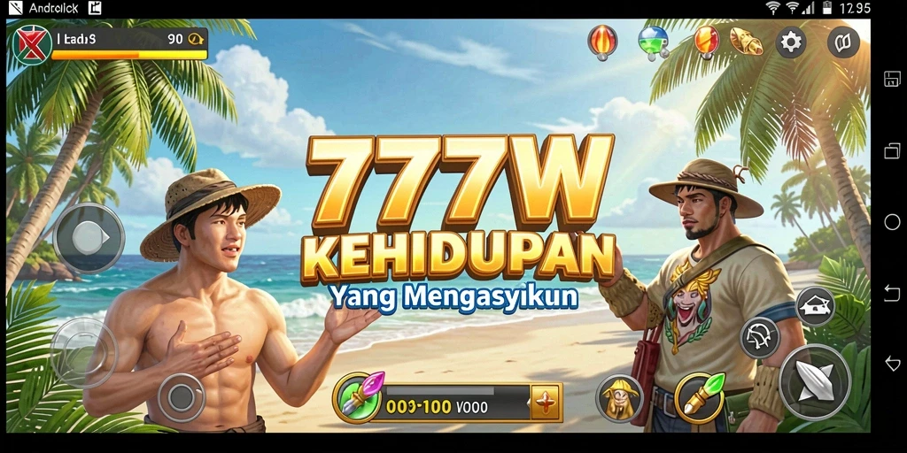 Screenshot gameplay 7777W menampilkan interaksi karakter dalam simulasi.