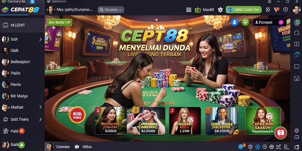 Screenshot utama CEPAT88 menampilkan gameplay Live Casino yang seru.