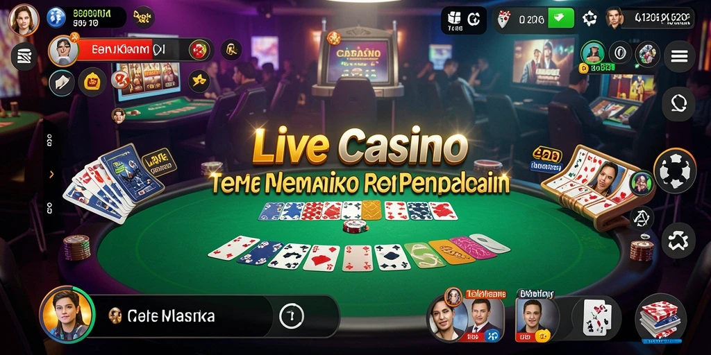 Screenshot utama D06 menampilkan dealer langsung dan meja permainan yang memikat.