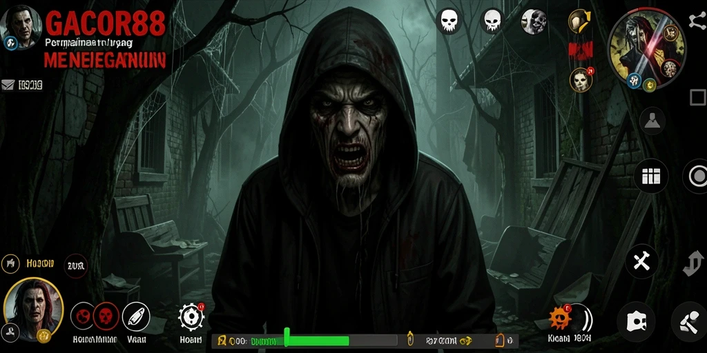 Tangkapan layar GACOR88 menampilkan nuansa horor yang mencekam dan gameplay menegangkan.