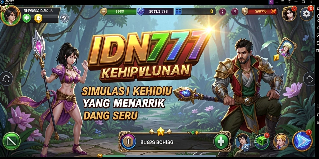 Tampilan gameplay dinamis dari IDN777 dalam simulasi kehidupan sehari-hari.