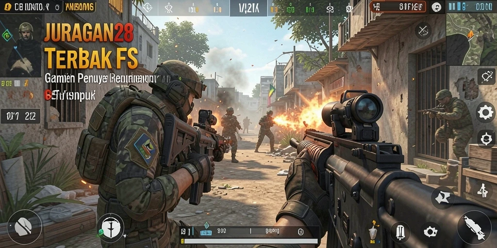 Tampilan gameplay seru di JURAGAN28 dengan aksi tembak-menembak yang mendebarkan.
