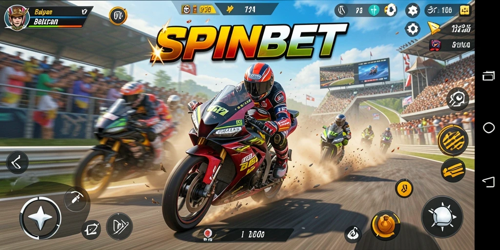 Tampilan menarik dari gameplay balap motor SPINBET.