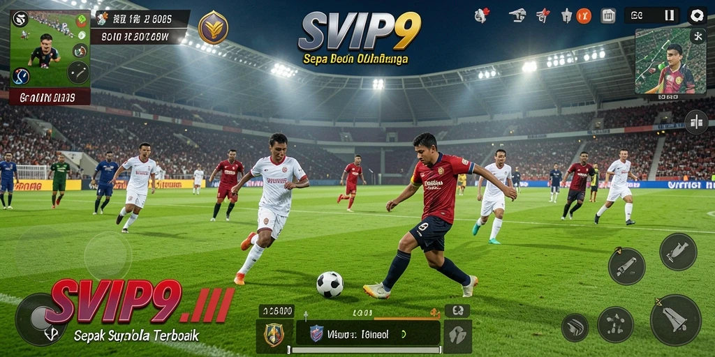 Tampilan gameplay SVIP9 yang menegangkan saat pertandingan sepak bola.