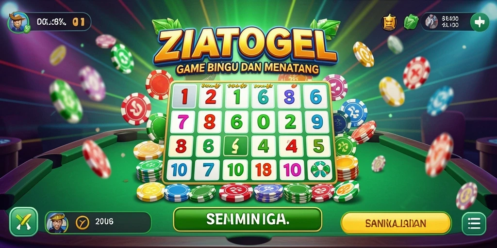 Tangkapan layar utama ZIATOGEL menampilkan gameplay seru Bingo.